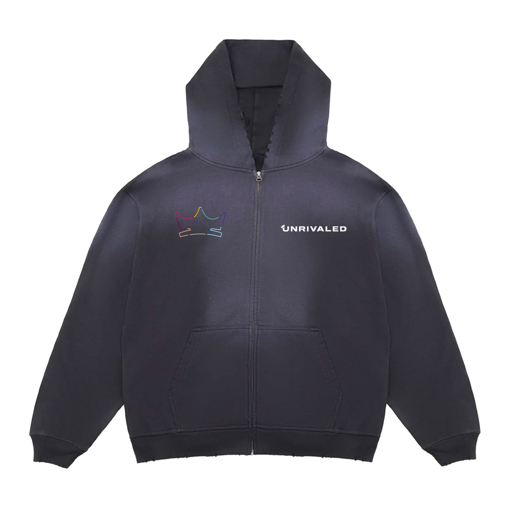 Unrivaled Crown Full Zip Hoodie - Washed Black