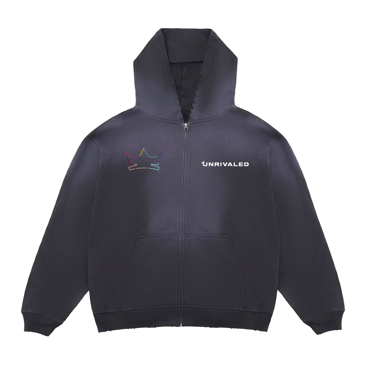 Unrivaled Crown Full Zip Hoodie - Washed Black